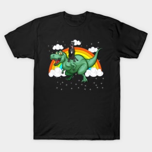 T Rex Dinosaur Riding Great Danes Dog T-Shirt